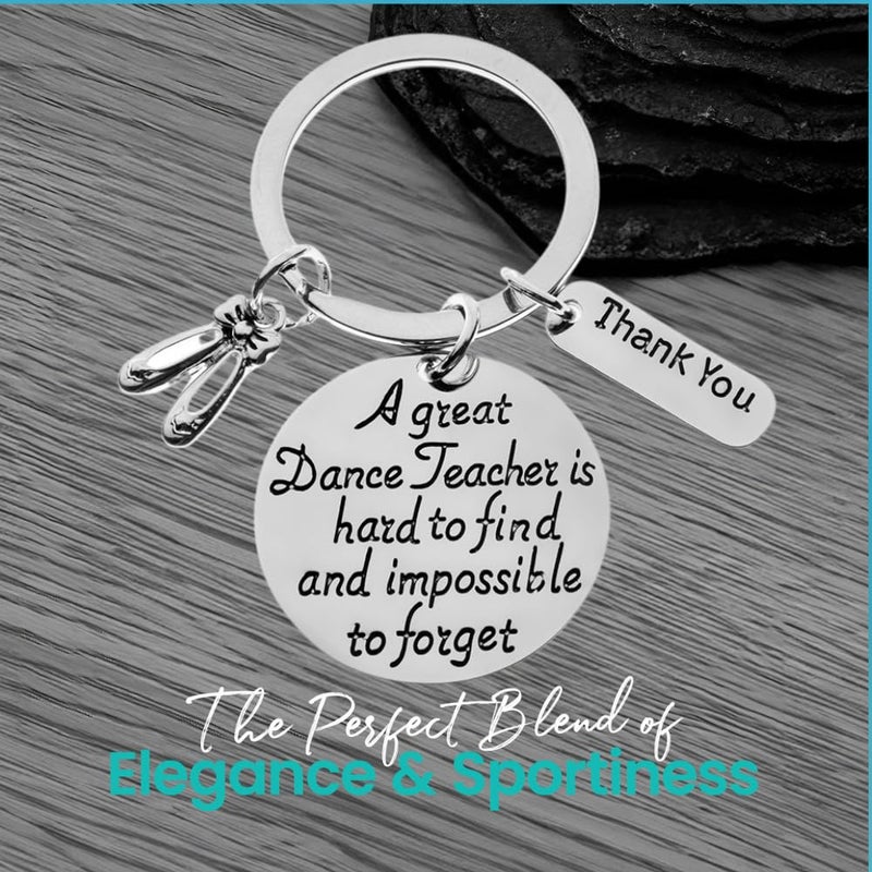 Infinity Collection Dance Teacher Keychain Gift â€“ A Great Dance Teacher Is Hard to Find Quote with Ballet Shoe and Thank You Charms, Appreciation Present for Instructor or Coach - Image 2